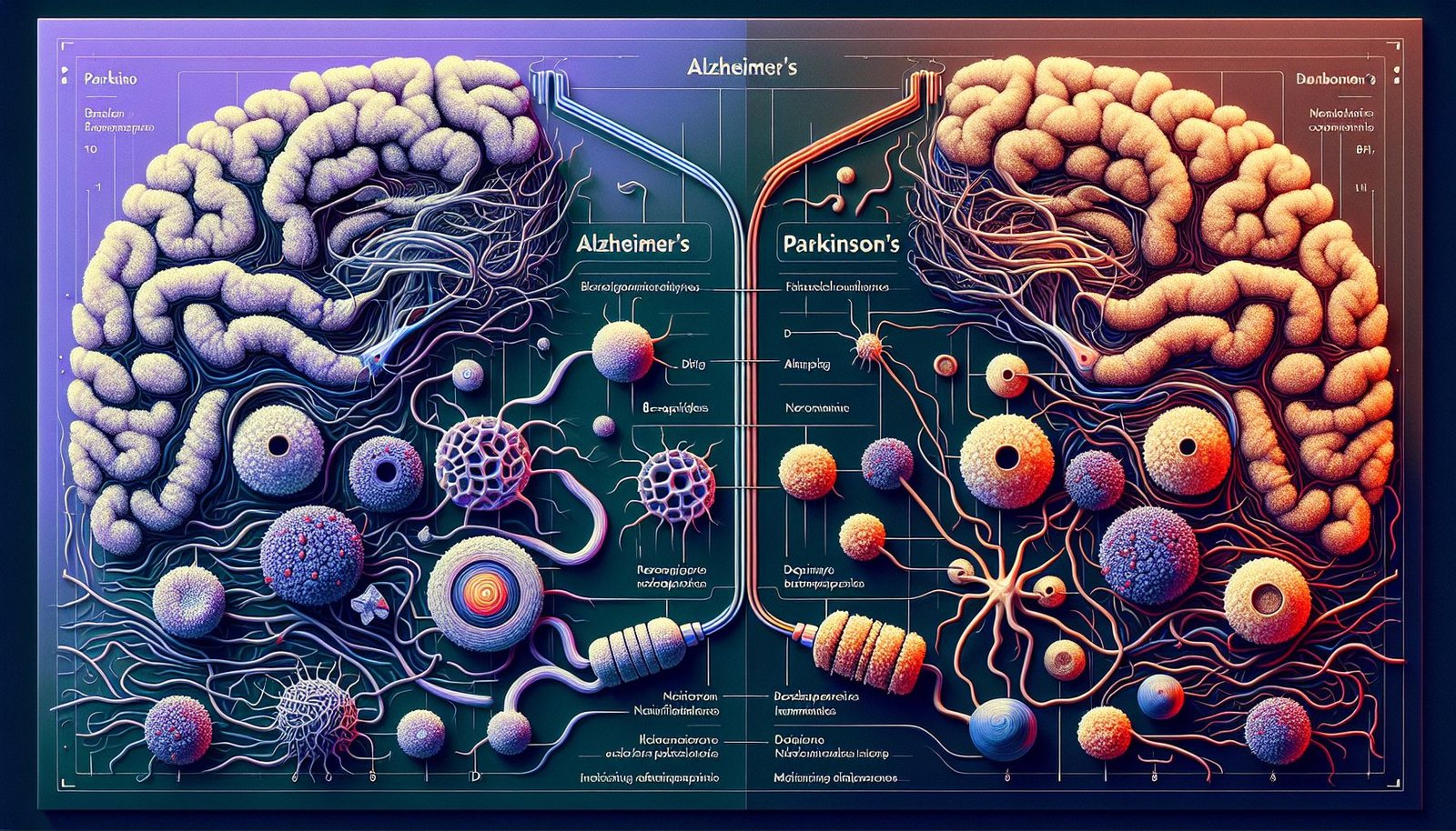 Image depicting the brain affected by Alzheimer's and Parkinson's diseases